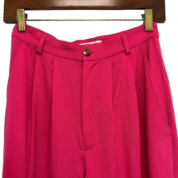 Reformation Mason Dress Pants Pleated Wide Leg Pink Barbiecore Dressy Size 2 - Picture 7 of 12